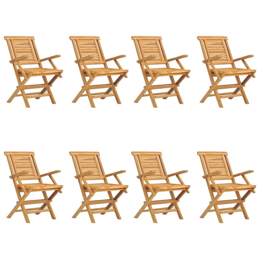 Vidaxl Skladacie záhradné stoličky 8 ks 56x63x90 cm tíkový masív